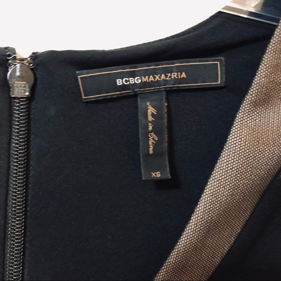 BCBG MaxAzria Black LS Pencil Dress w/Mesh Insets - Picture 3 of 7